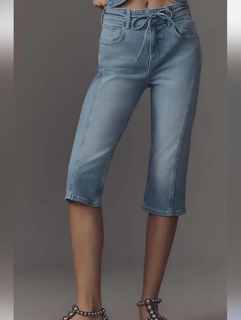 Pilcro By Anthropologie Tie Waist Capri Jeans *33T * NWOT